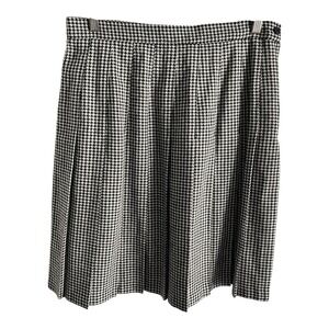 Vtg Houndstooth Wool Blend Skirt Women 16 Pleated Preppy Academia Schoolgirl